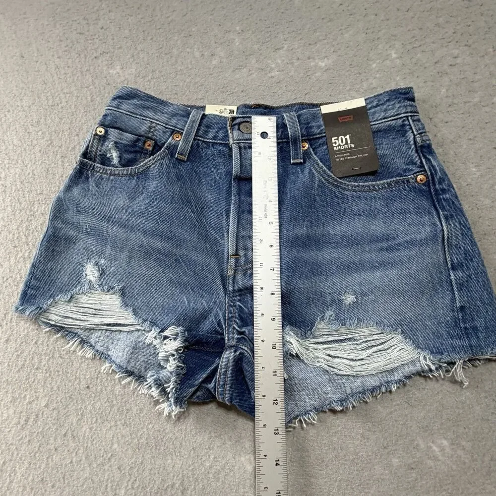 Levi's Shorts Women's Size 28 501 Premium High-Rise Jean Shorts Denim Distressed